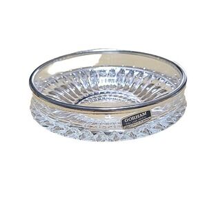 Gorham Nachtmann Full Lead Crystal Silver‎ Rim Coaster Dish West Germany Vintage